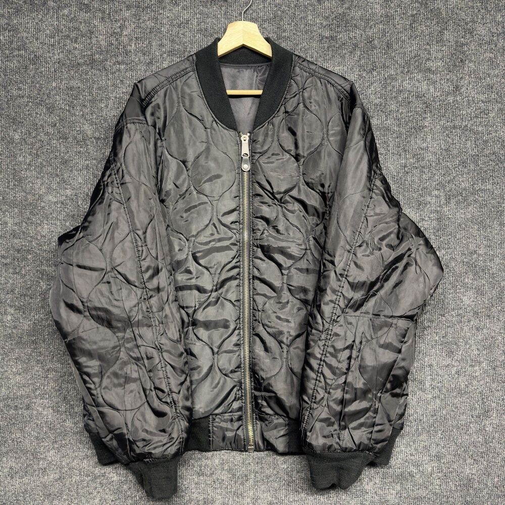 Vintage Southpole Reversible Quilted Bomber Flight Jacket Black Mens Size XL Y2K